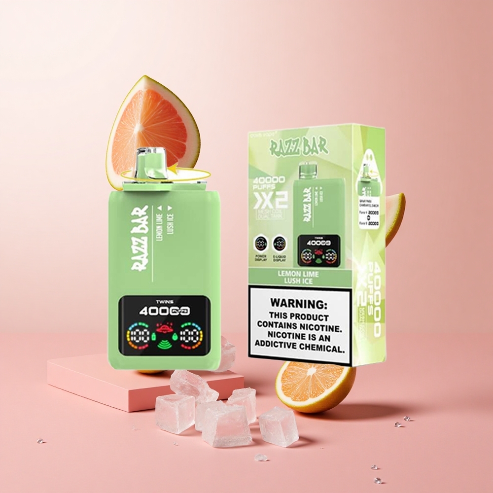 Razz Bar 40000 Puffs Disposable Vape Lemon Lime_Lush Ice Power Screen Display