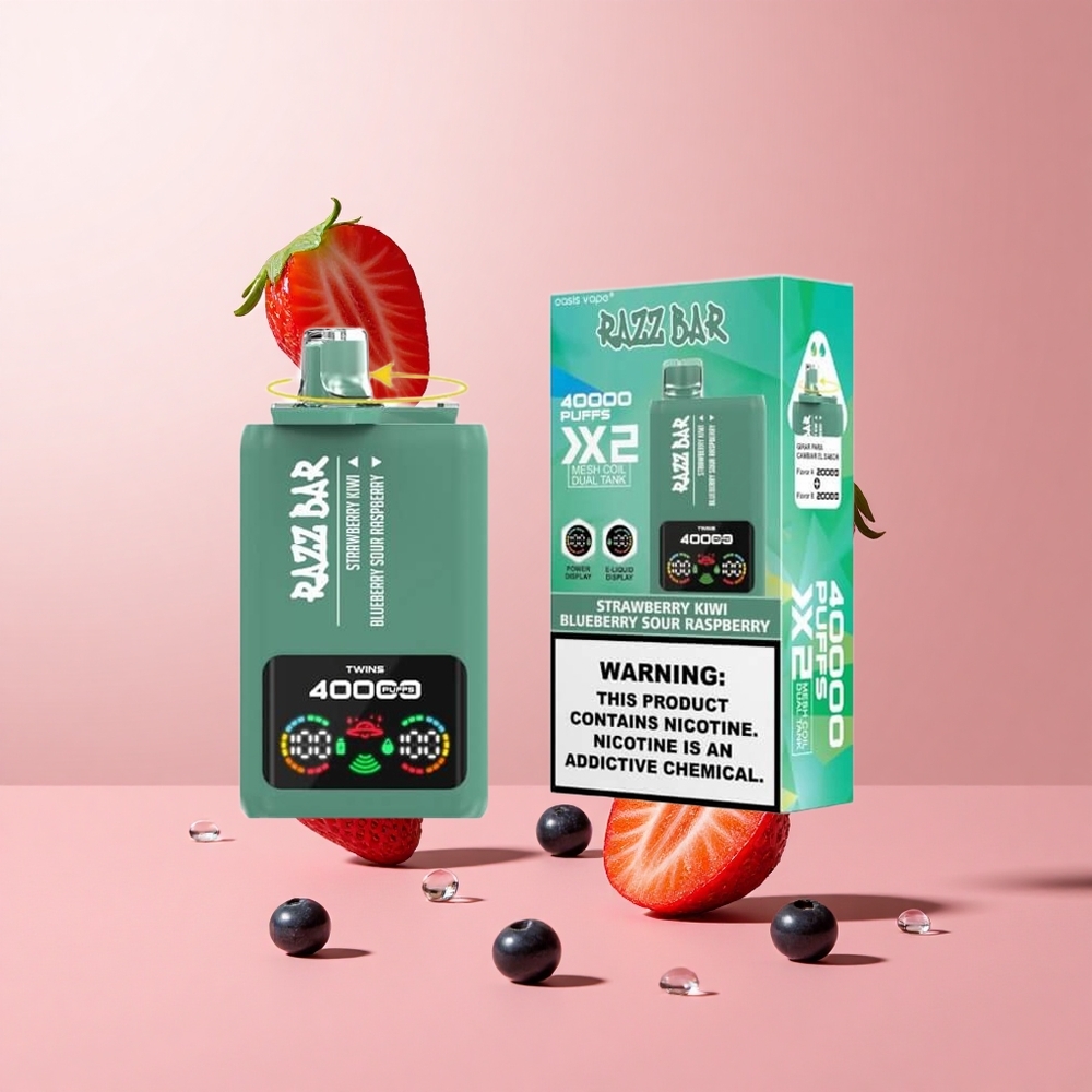 Razz Bar 40000 Puffs Disposable Vape Strawberry Kiwi Blueberry Sour Raspberry Power Screen Display