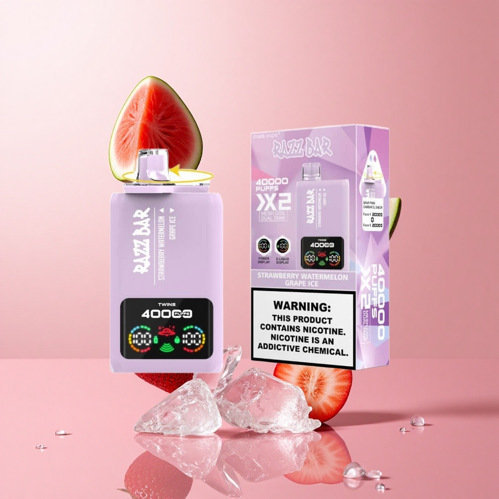 Razz Bar 40000 Puffs Disposable Vape Strawberry Watermelon Grape Ice Power Screen Display