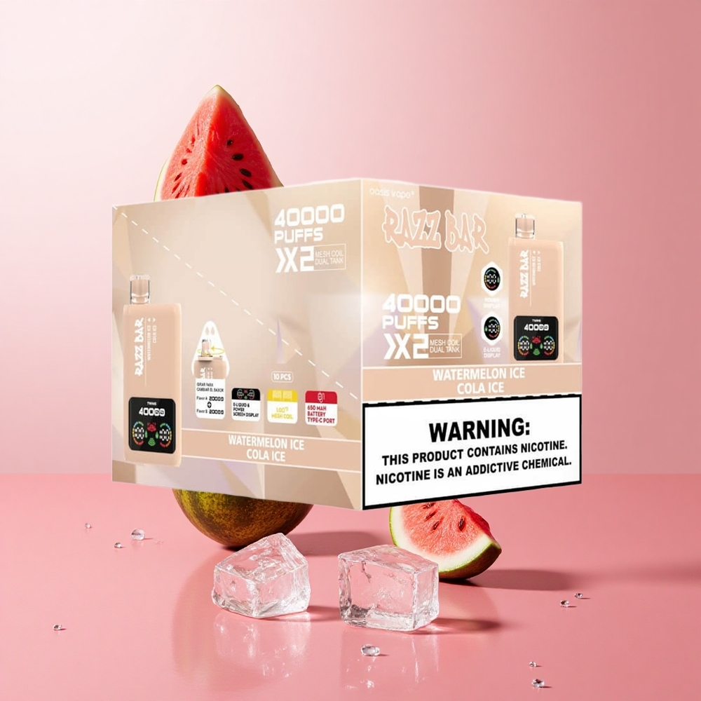 Razz Bar 40000 Puffs Disposable Vape Watermelon Ice Cola Ice Power Screen Display