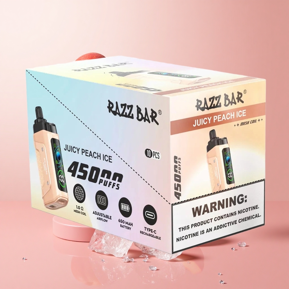Razz Bar 45000 Puffs Disposable Vape Juicy Peach Ice with Adjustable Airflow