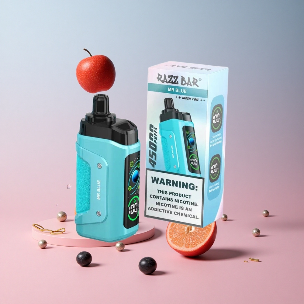 Razz Bar 45000 Puffs Disposable Vape Mr Blue Adjustable Airflow