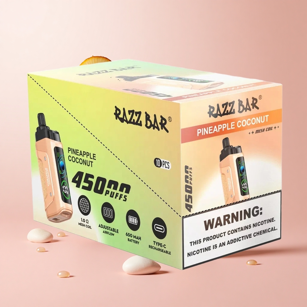 Razz Bar 45000 Puffs Disposable Vape Pineapple Coconut Adjustable Airflow
