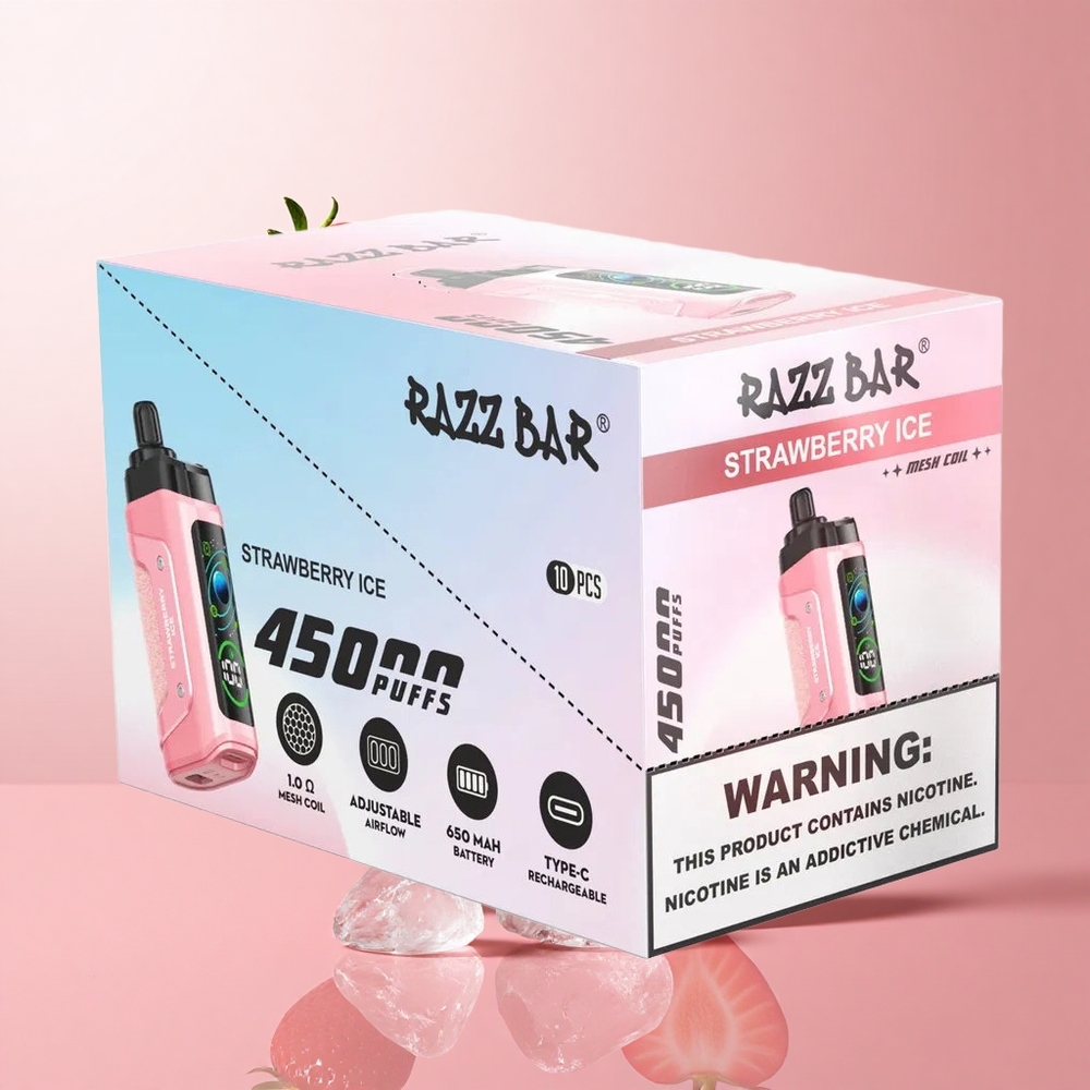 Razz Bar 45000 Puffs Disposable Vape Strawberry Ice Adjustable Airflow