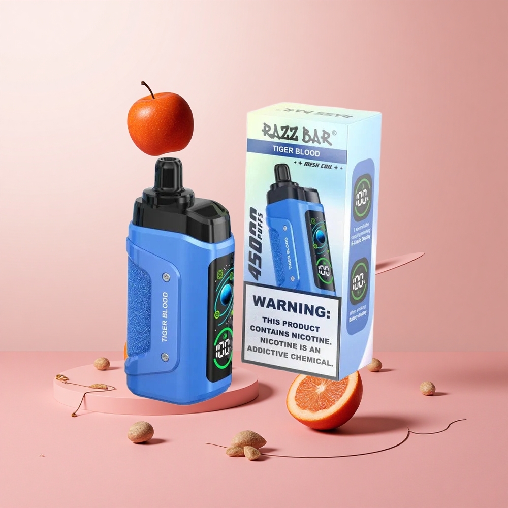Razz Bar 45000 Puffs Disposable Vape Tiger Blood Adjustable Airflow