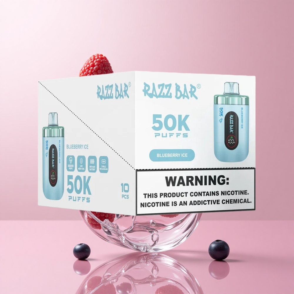 Razz Bar 50K Puffs Disposable Vape Blueberry Ice Rechargeable