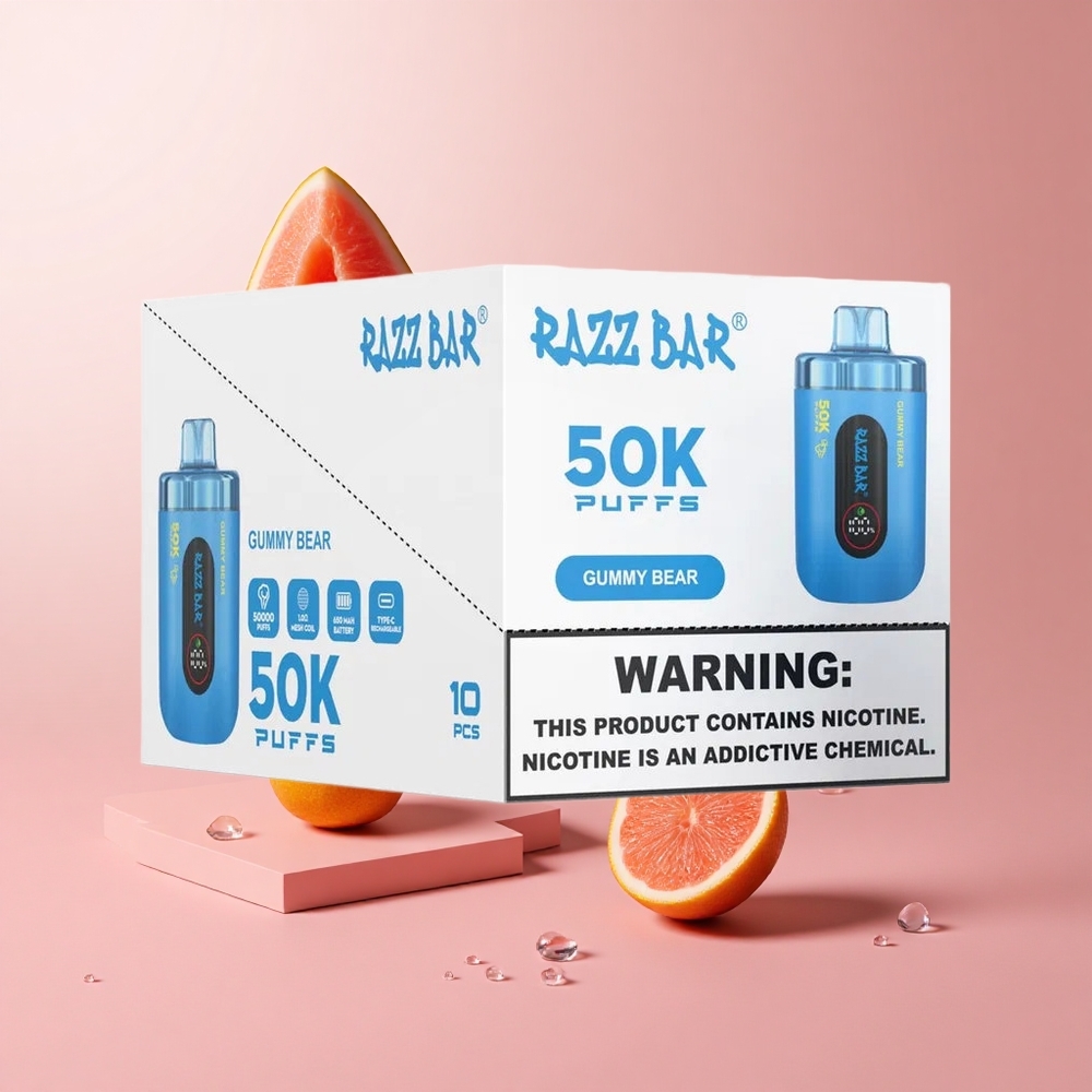 Razz Bar 50K Puffs Disposable Vape Gummy Bear Rechargeable Type-C