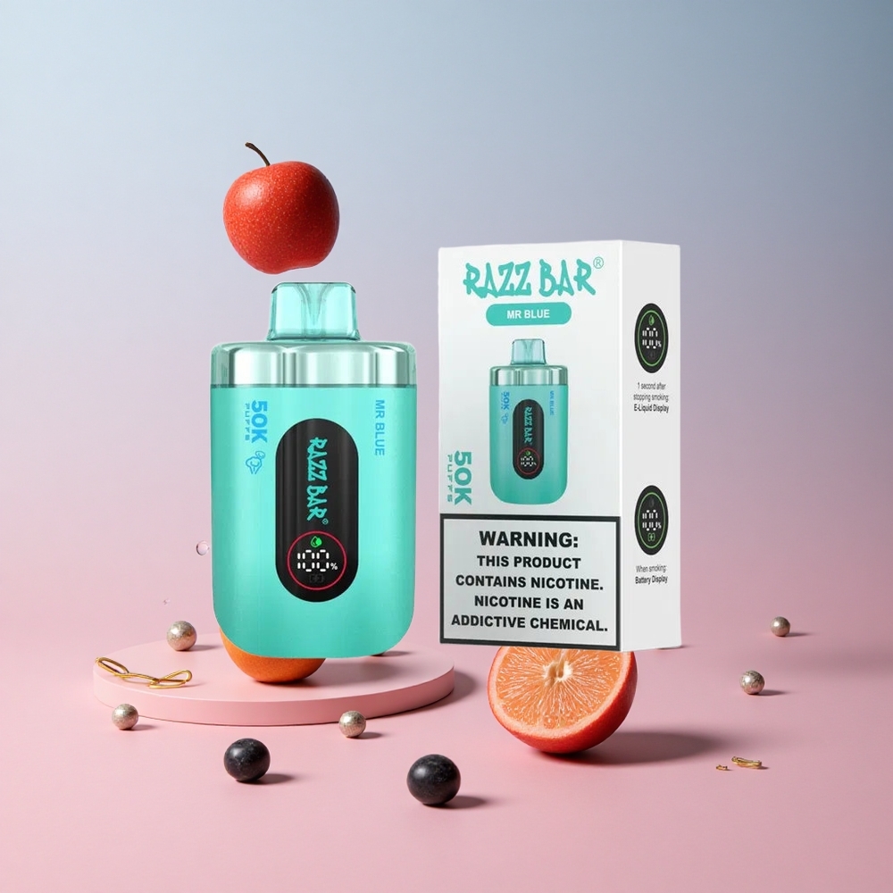 Razz Bar 50K Puffs Disposable Vape Mr Blue Rechargeable
