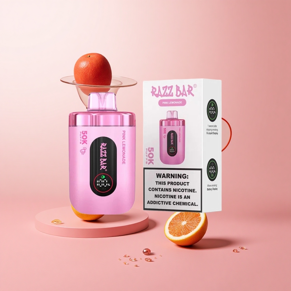 Razz Bar 50K Puffs Disposable Vape Pink Lemonade Rechargeable Type-C
