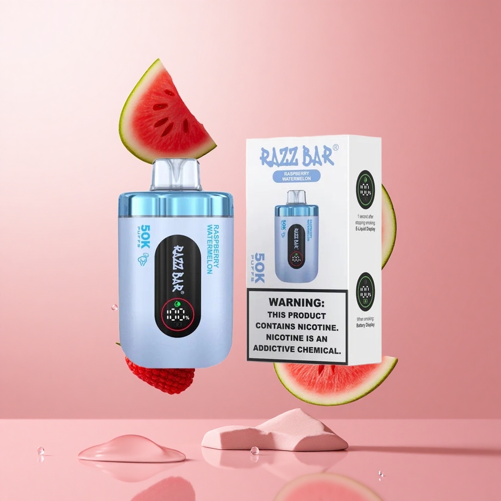 Razz Bar 50K Puffs Disposable Vape Raspberry Watermelon Rechargeable