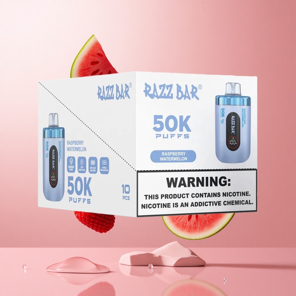 Razz Bar 50K Puffs Disposable Vape Raspberry Watermelon Rechargeable