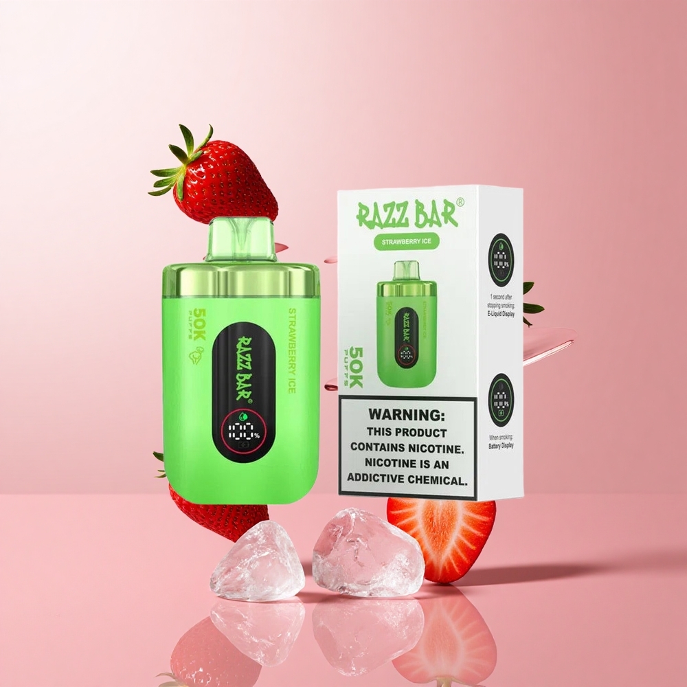 Razz Bar 50K Puffs Disposable Vape Strawberry Ice Rechargeable
