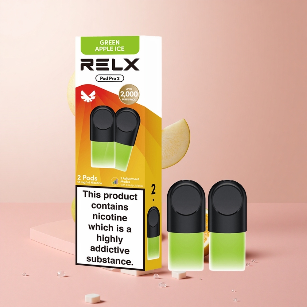 RELX Pod Pro 2 600 Puffs Green Apple Ice 1.9ml