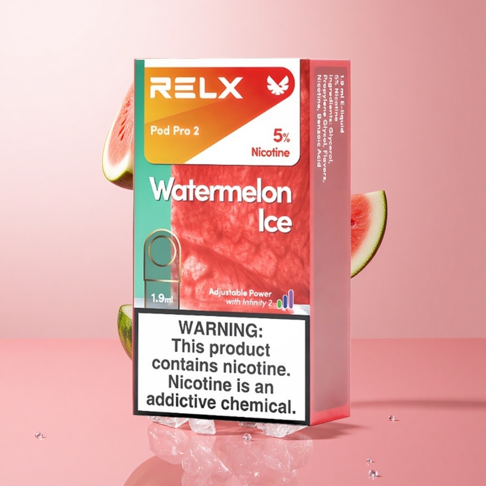 RELX Pod Pro 2 600 Puffs Watermelon Ice Device 1.9ml 3 Voltage Modes